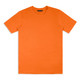 An orange unisex T-shirt with a simple design and short sleeves, featuring a branding logo.
