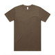 A brown block tubular tee with a classic crew neck design and short sleeves. Features a branding label. A brown block tubular tee with a classic crew neck design and short sleeves. Features a branding label.