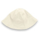 A cream-coloured Byron bucket hat with a broad brim and a simple design, featuring a logo.