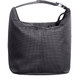 A black cooler bag with a geometric pattern, featuring a single handle and zip closure.