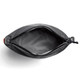 A grey cooler bag with a zippered opening, showcasing the interior lining and a branding logo.