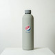 A drink bottle in grey, featuring a logo. The bottle has a sleek design with a wide mouth. A drink bottle in grey, featuring a logo. The bottle has a sleek design with a wide mouth.