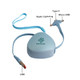 A light blue 3-in-1 retractable charging cable with USB, Type C, and Apple Lightning connectors, featuring a logo.