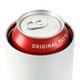 A drink bottle in white with a red can inside, featuring a pull tab and branding on the can.