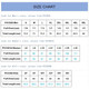 A size chart displaying measurements for men's, women's, and kids' T-shirt sizes, including full chest and total length.