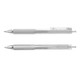 A set of two transparent gel pens with silver accents, featuring a textured grip and a clip.