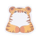 A custom-shaped sticky note memo pad in the design of a tiger, featuring orange and cream colours.