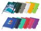 A collection of Bio rPET A5 Notebooks in various colours, featuring a logo on one of the covers.