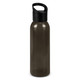 A drink bottle in smoke grey with a black cap, featuring a logo on the front.