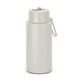 A drink bottle featuring a sleek design in light grey, with a silver cap and a small loop for easy carrying. A drink bottle featuring a sleek design in light grey, with a silver cap and a small loop for easy carrying.