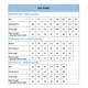 A size chart for long sleeve shirts, detailing measurements for men, women, and kids in various sizes.