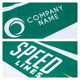 A green sports tee shirt featuring a logo and the text "SPEED LINES" in bold white letters.