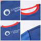 Men's long-sleeved T-shirt in blue and red, made of polyester and spandex, featuring a logo.