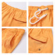 Men's swim shorts in bright orange, featuring a drawstring waistband and side pockets with an overall floral pattern. Men's swim shorts in bright orange, featuring a drawstring waistband and side pockets with an overall floral pattern.
