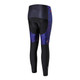 Men's sublimated cycling tights featuring a vibrant blue and black design, with a logo on the side.