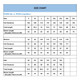 A size chart for a long sleeve shirt, detailing measurements for men, women, and kids in centimetres.
