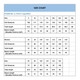 A size chart featuring measurements for unisex adults, women, and kids for long sleeve polo shirts, with various sizes listed.