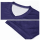 A purple unisex long-sleeve V-neck shirt made of micro mesh fabric, featuring a subtle branding logo.
