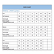 A size chart displaying measurements for unisex, women's, and kids' long sleeve polos, organised by sizes and dimensions.