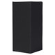 A black box, rectangular in shape, designed for packaging or storage. It has a smooth surface and no visible markings.