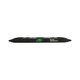 A magnetic torpedo level in black with a green bubble and a logo.