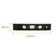 A black magnetic torpedo level with three bubble vials, measuring 230mm in length and 38mm in height.