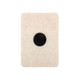 A creamy white magnetic clip with a circular black centre and a smooth, textured surface.