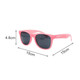 Pink sunglasses with dark lenses, featuring a logo, measuring 15cm wide and 4.8cm high.