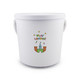 A white bucket with a playful design featuring a castle and text that reads "PLAY LANDIA!"