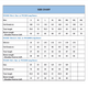 A size chart detailing measurements for men's, women's, and kids' long sleeve shirts in various sizes.