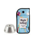 A lockable phone pouch with a colourful school-themed design and a silver phone locker accessory.
