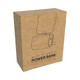 A kraft cardboard box containing a mini capsule power bank with a dual connector, featuring minimalistic outlines and a logo. A kraft cardboard box containing a mini capsule power bank with a dual connector, featuring minimalistic outlines and a logo.