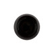 A coffee cup with a sleek black exterior and a smooth, dark interior. It features a logo on the side.