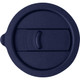 A drink bottle lid in navy blue, made of silicone, featuring a sliding closure mechanism and a smooth surface.