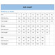 A size chart for a polyester micro mesh V-neck raglan sport tee, listing measurements for men, women, and kids.