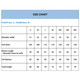 A size chart for a unisex polyester spandex hoodie, detailing measurements in various sizes and including a logo.