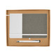 A notebook with a gray fabric cover and a pen, packaged in a cardboard gift box.