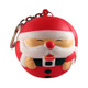 A red and white Santa figure keyring stress reliever with a smiling face and raised details, featuring a metal keyring attachment.