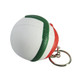 A keyring featuring a red, white, and green volleyball-shaped stress item with a metal keychain.