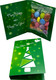 A green card featuring a Christmas tree design, containing a clear bag of colourful Smarties.