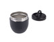 A vacuum food pod in matte black with a silver interior and a removable lid. Features a handle on the lid. A vacuum food pod in matte black with a silver interior and a removable lid. Features a handle on the lid.