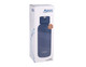 A drink bottle in navy blue packaging with a sleek design and a cap. The bottle features a logo on the front.