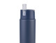 A drink bottle in navy blue with a flip-top lid and a built-in straw. It features a logo on the side. A drink bottle in navy blue with a flip-top lid and a built-in straw. It features a logo on the side.