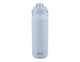 A drink bottle in pale blue with a vacuum quick release lid and a handle. Features an oval logo on the front. A drink bottle in pale blue with a vacuum quick release lid and a handle. Features an oval logo on the front.