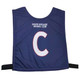 A navy blue netball bib featuring a large white letter "C" and a logo for South Adelaide Netball Club. A navy blue netball bib featuring a large white letter "C" and a logo for South Adelaide Netball Club.