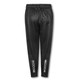 Black custom men's track pants featuring an elastic waistband and logo branding on the sides.