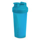 A drink bottle in a vibrant blue colour, featuring a secure lid and a mixing mechanism inside.