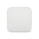 A square charging pad in white, featuring rounded edges and a smooth surface. It has a branding logo on the side.