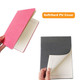 A pink and grey B5 PU cover notebook with lined pages, featuring a soft/hard cover and a logo.