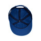 A blue organic washed cotton cap with an adjustable strap and a logo inside.